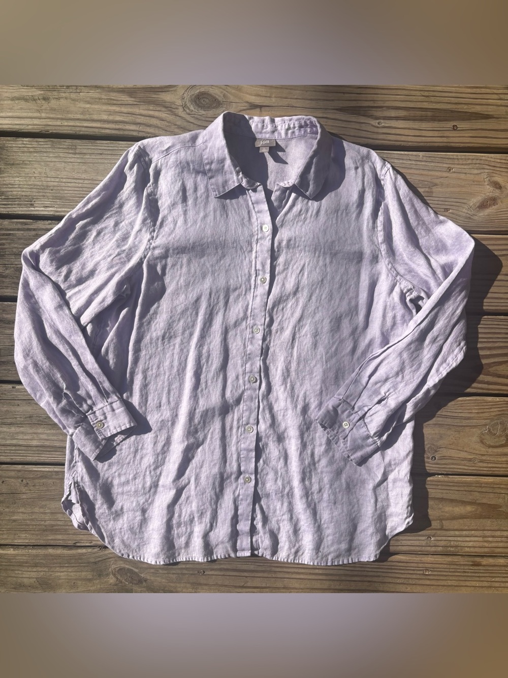 J. Jill Light Purple 100% Linen Button Up Shirt